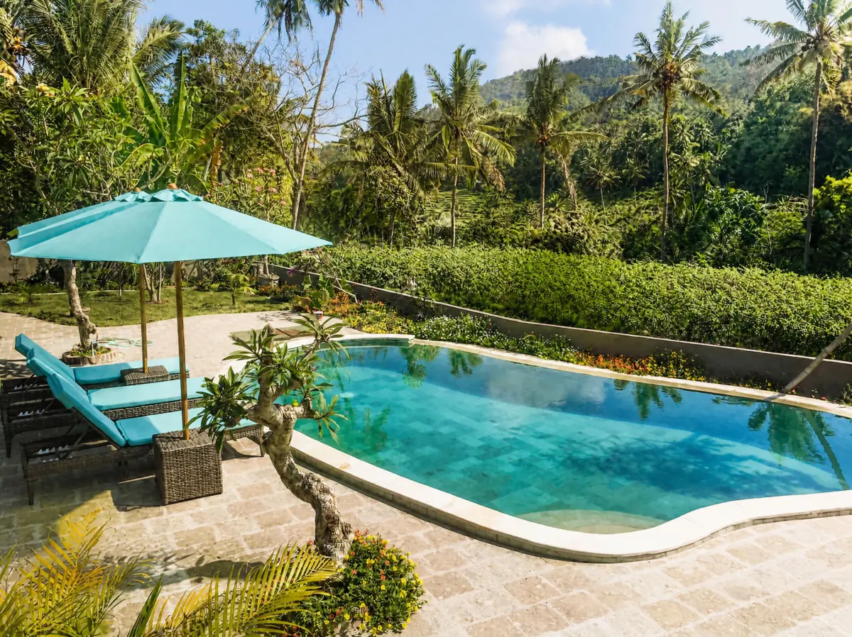 Pool overlooking the tropical landscape
